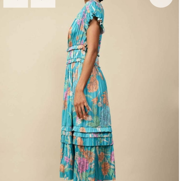 Current Air JASMINE FLUTTER SLEEVE PLEATED V NECK DRESS- MINT Size Small - Picture 3 of 12